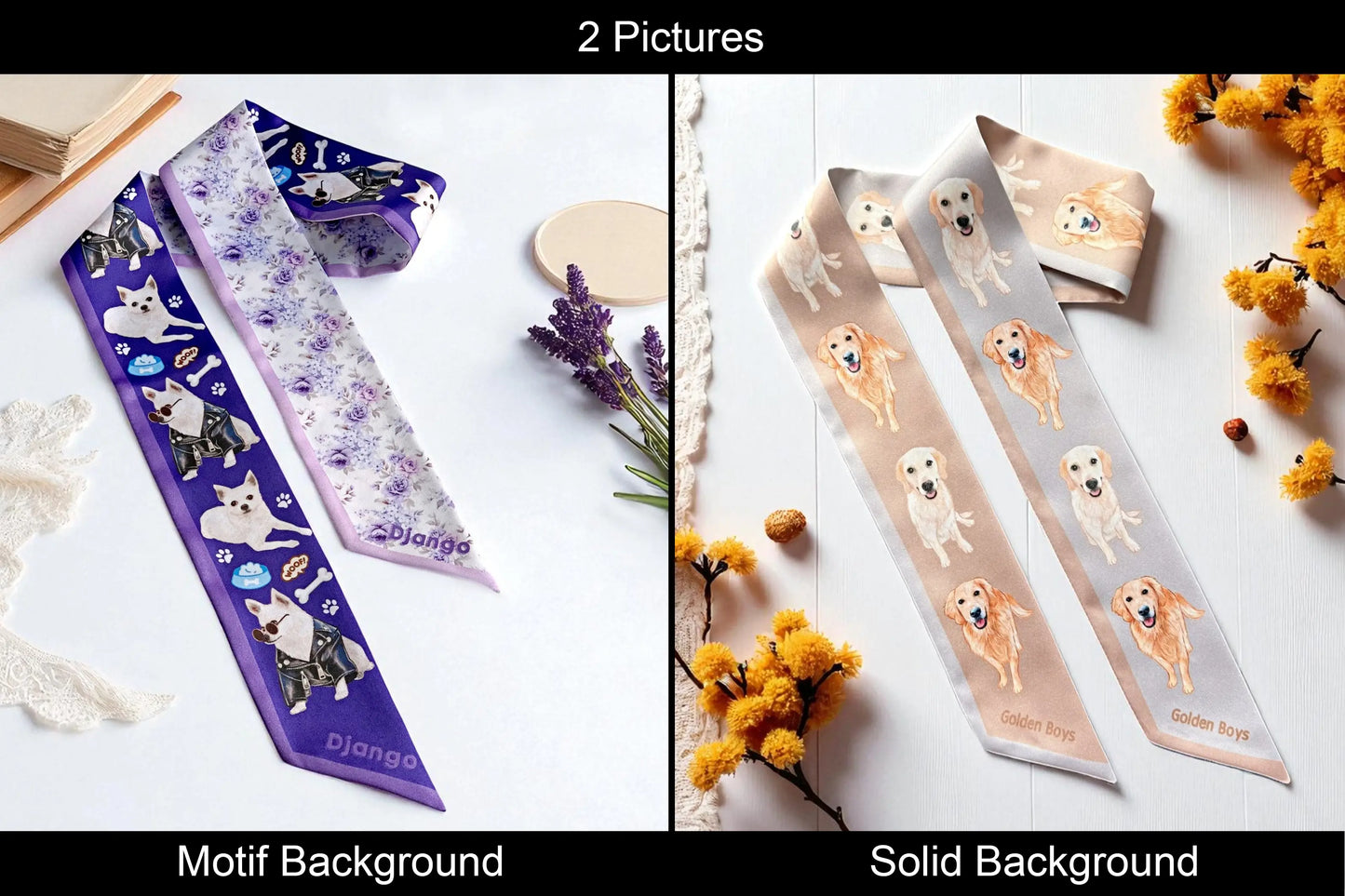 Custom Pet's Illustration Skinny Scarf