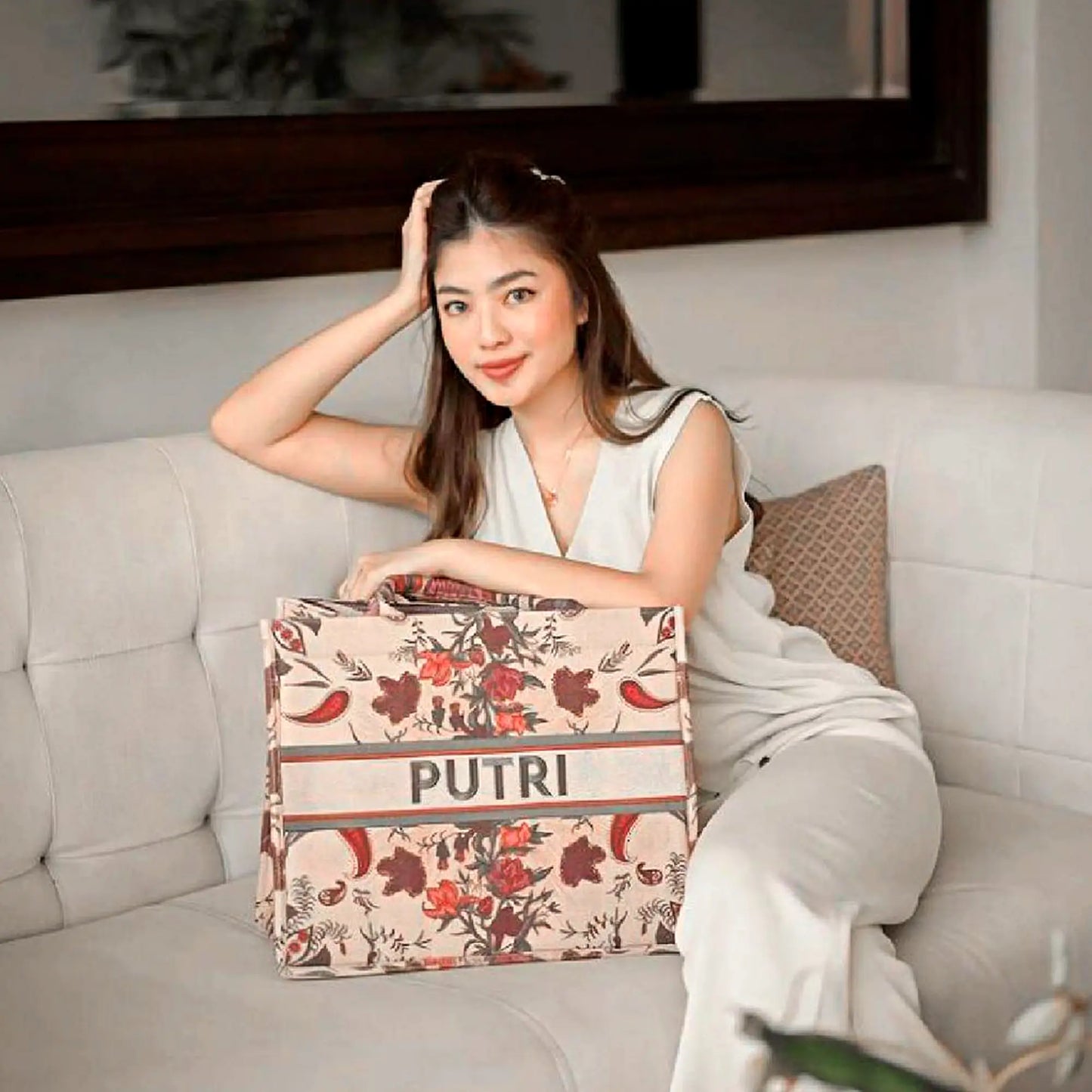 Midnight Rose Personalized Canvas Book Tote