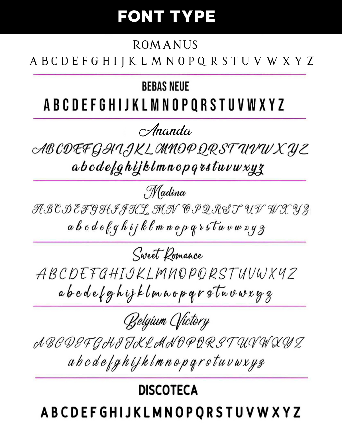 Comparison of various font styles on a white background with black text.