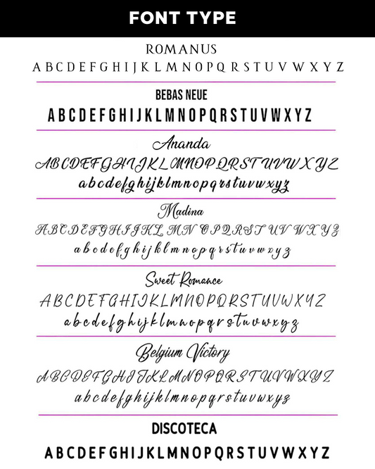 Personalization font options are available for custom names on Twilly scarves