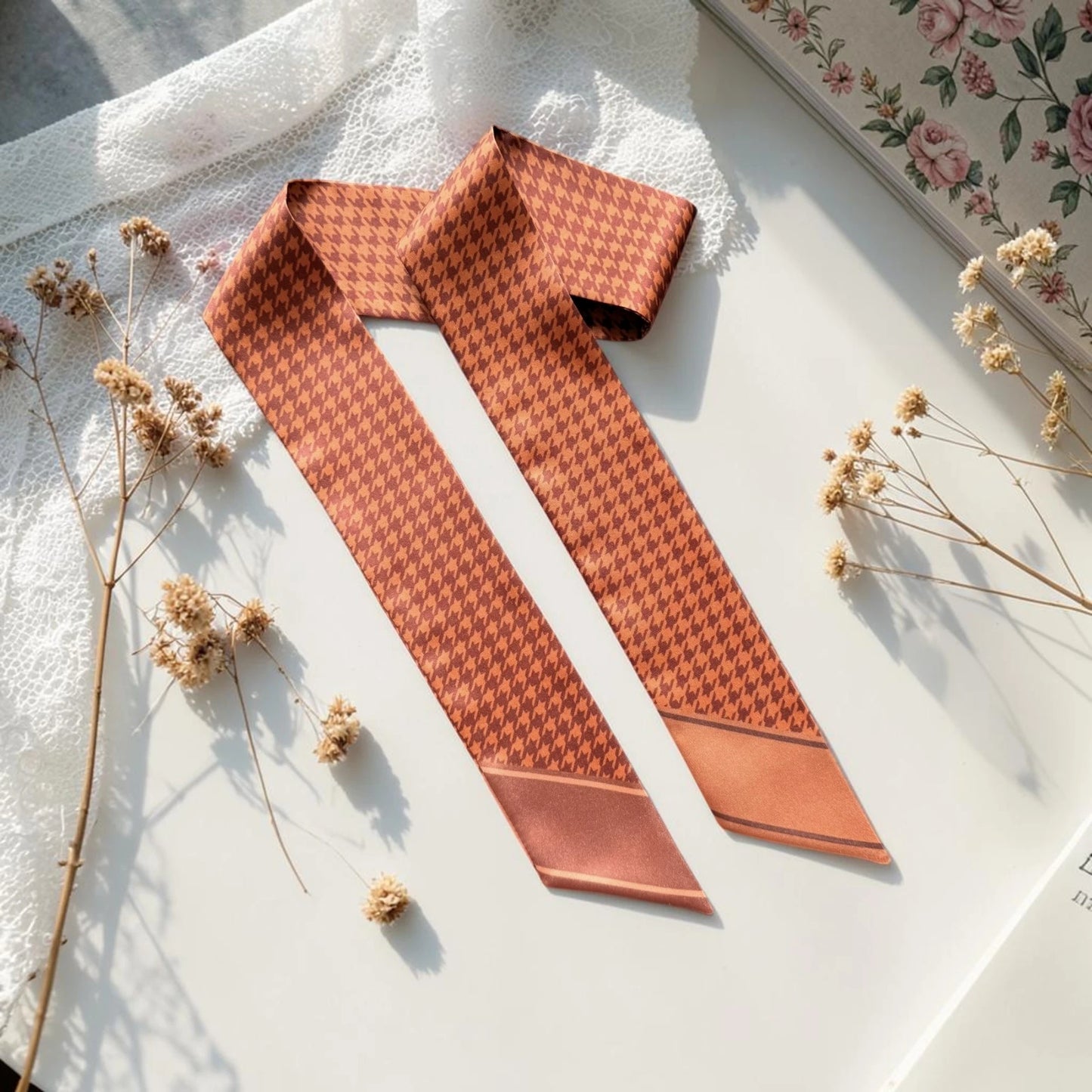 Houndstooth Skinny Scarf