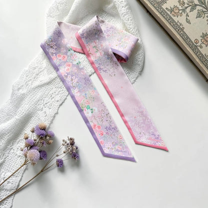 Personalized lilac and pink floral handbag scarf 