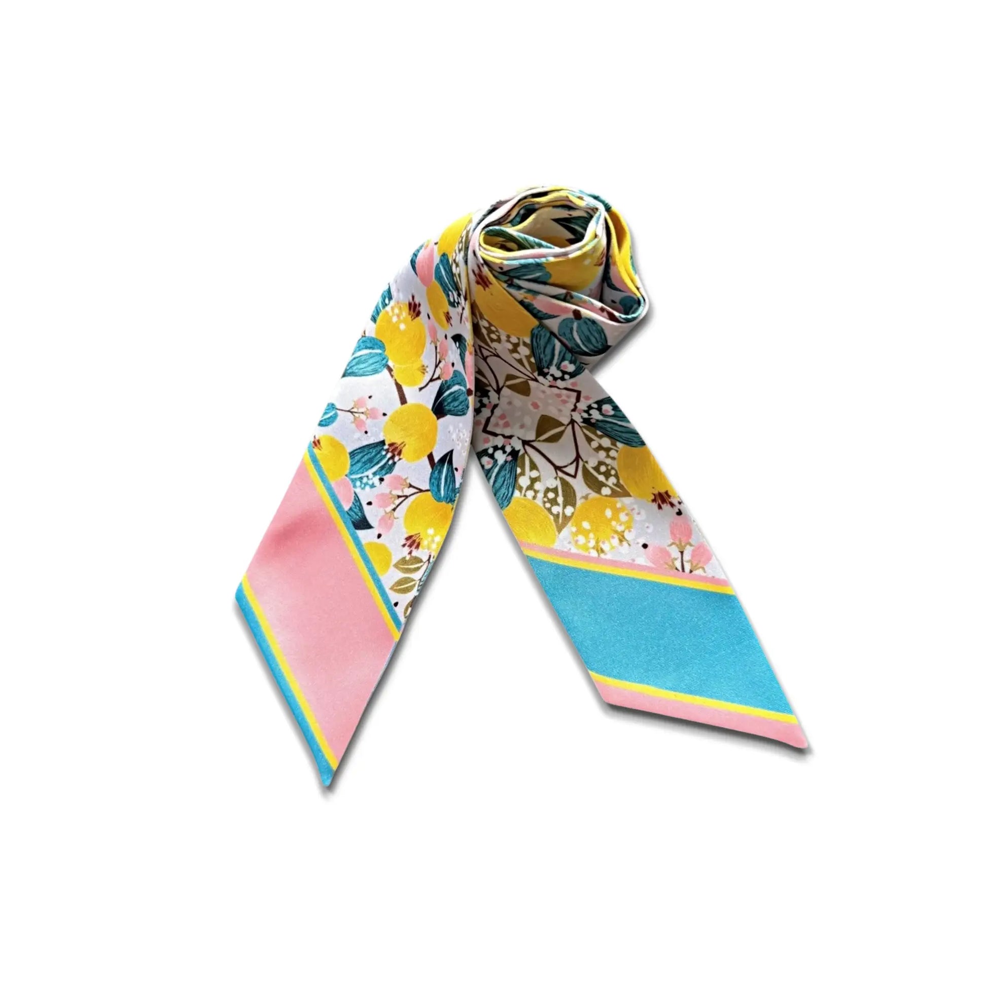 Colorful scarf with floral pattern on a white background