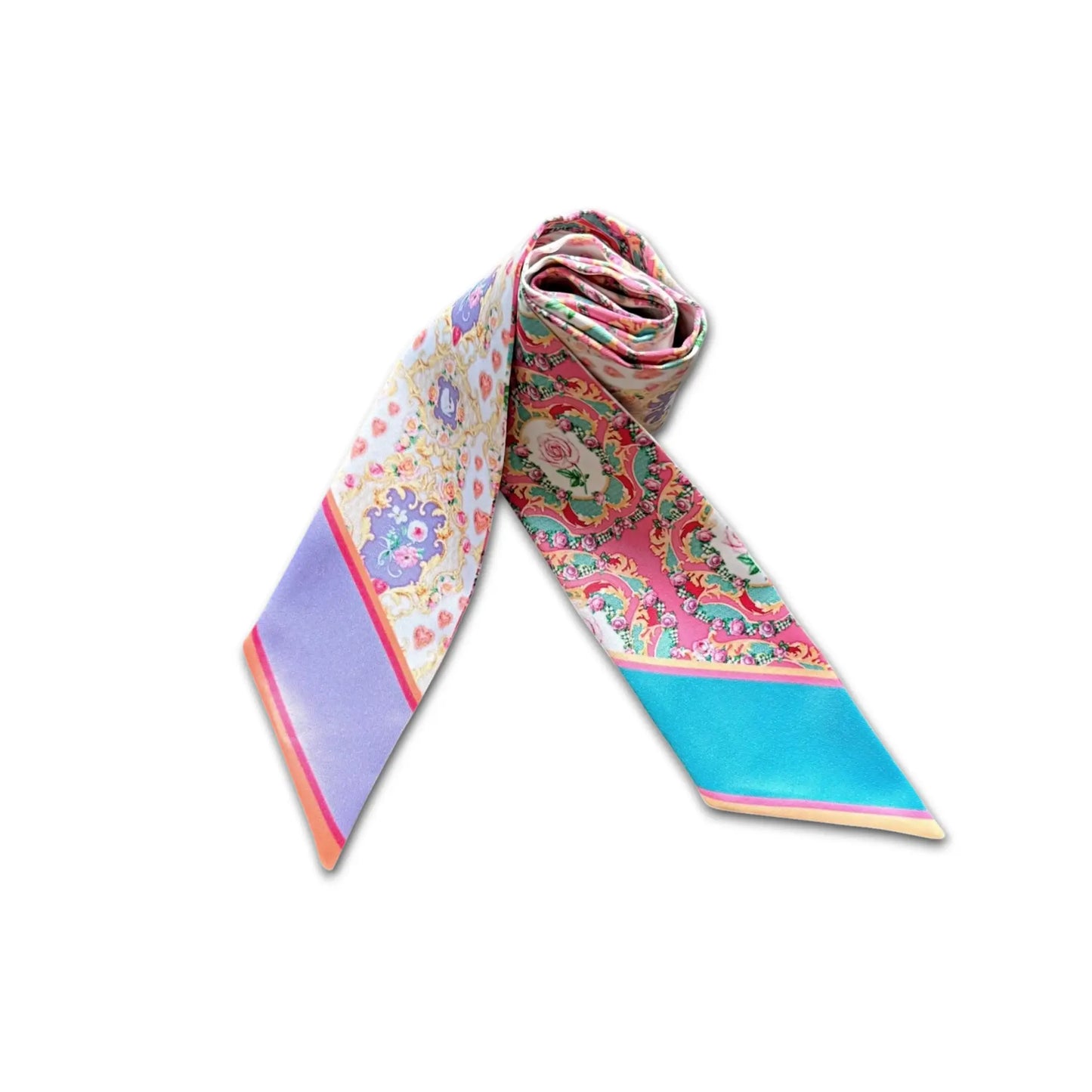 Elegant baroque ornamental floral twilly scarf