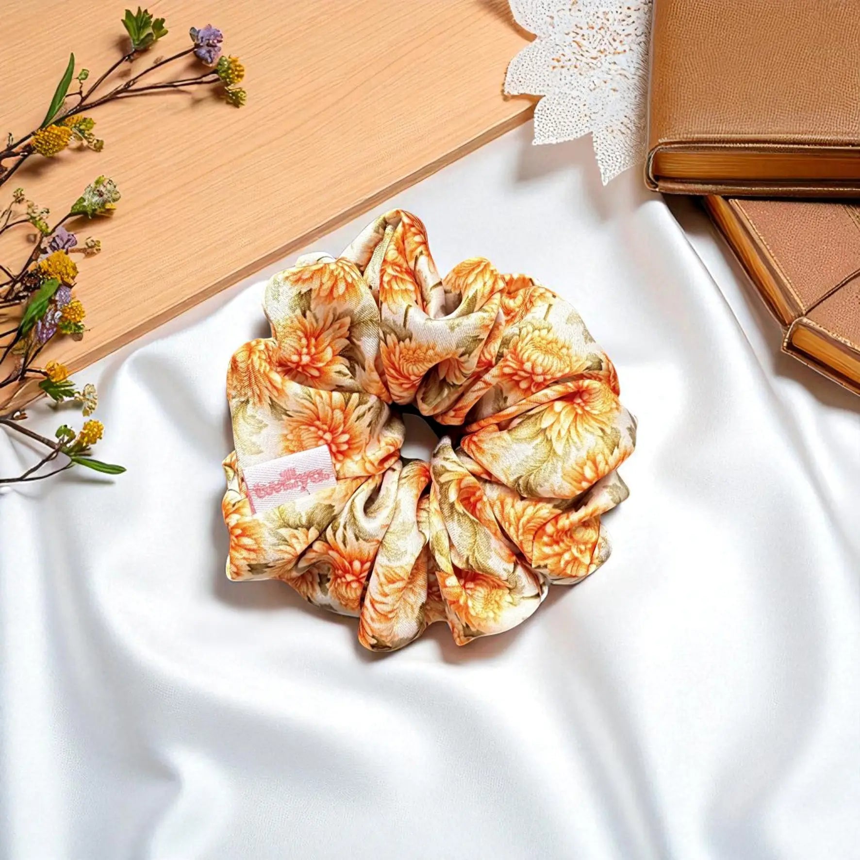 Chrysanthemum Print Scrunchie