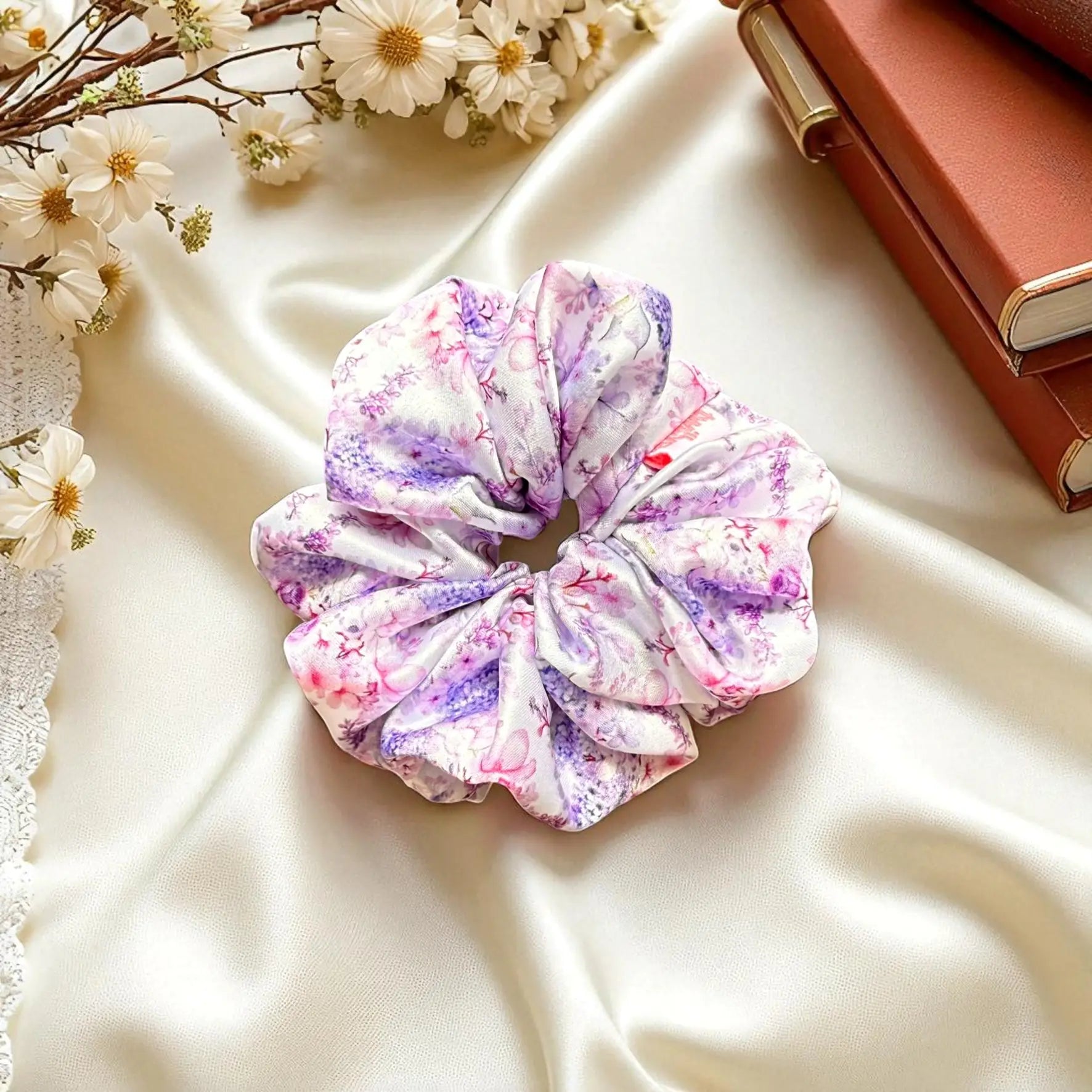 Pastel Flower Scrunchie
