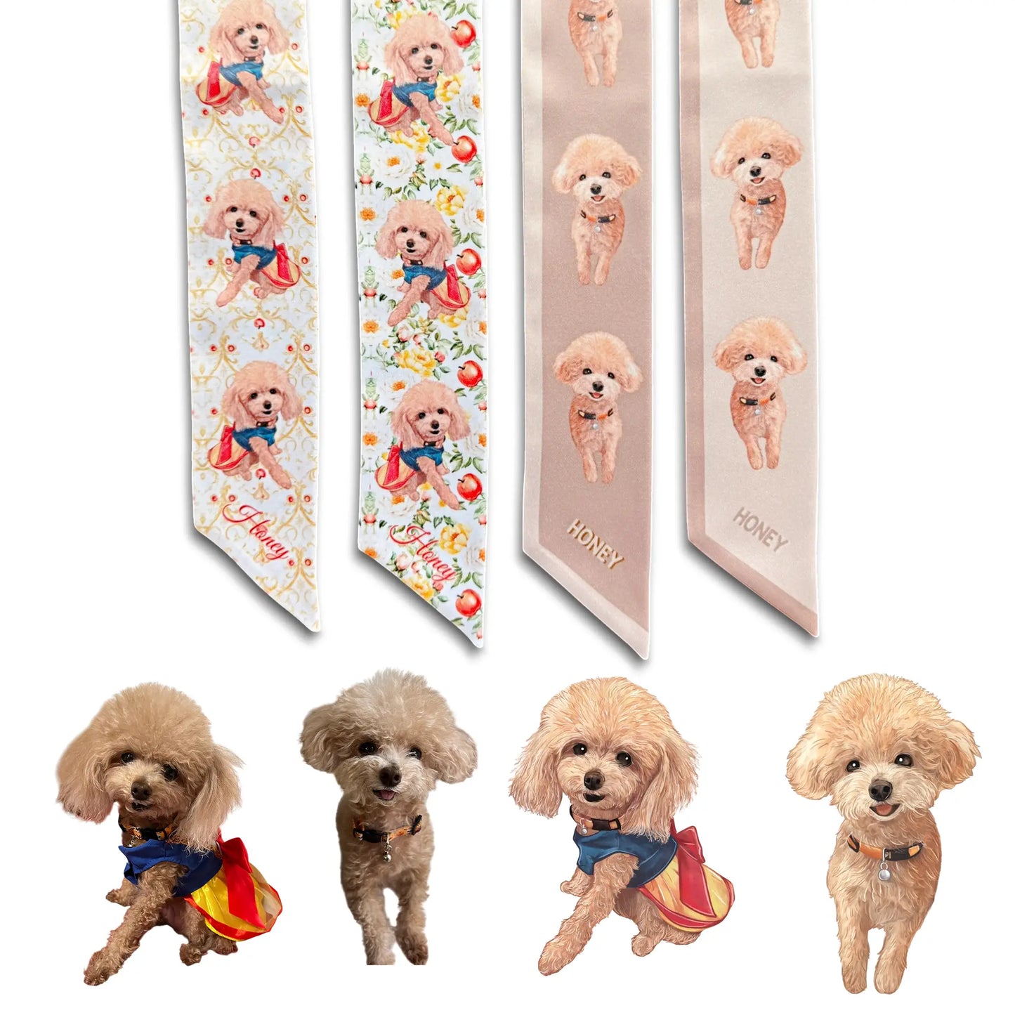 Custom Pet's Illustration Skinny Scarf