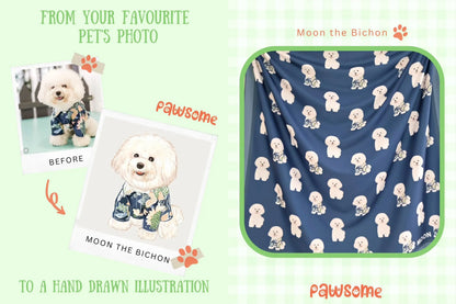 Custom Pet's Illustration Scarf