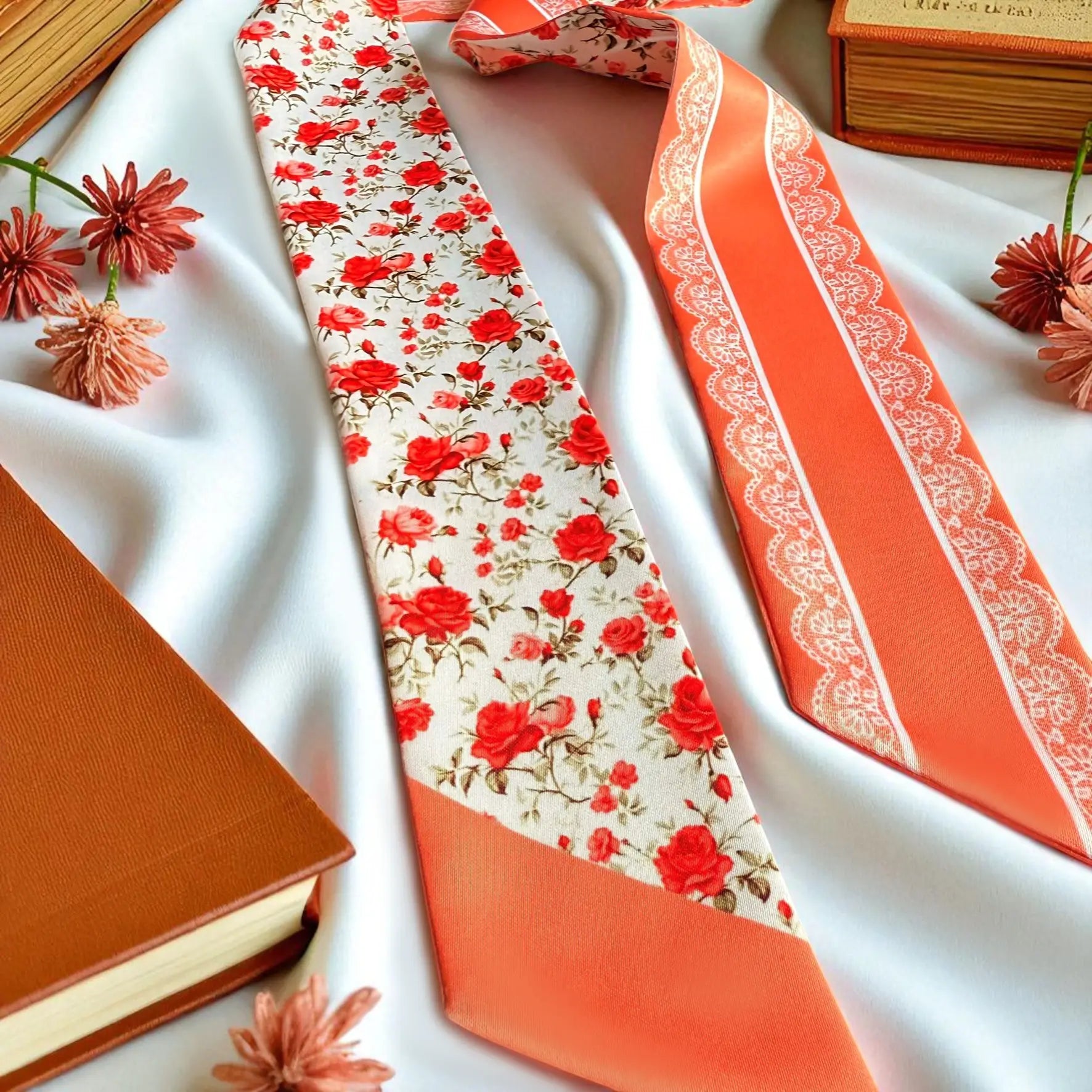 Shabby Chic red rose scarf