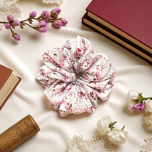 Pink Flower Scrunchie